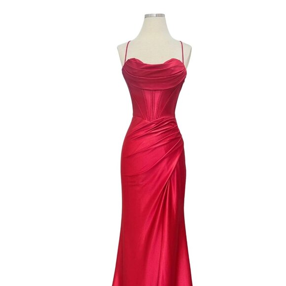 New Sheath Solid Chic Prom Dress w/ Sweetheart Neck & Lace Up Back TC TL3053L - Picture 1 of 8